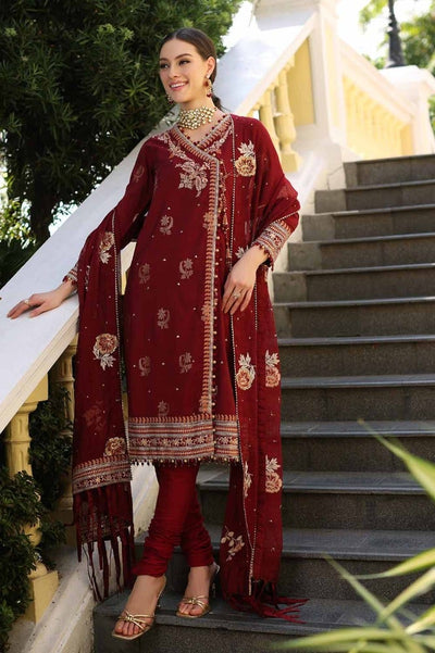 Gul Ahmed 3PC Embroidered Jacquard Unstitched Suit with Embroidered Cotton Net Dupatta - LE-42026