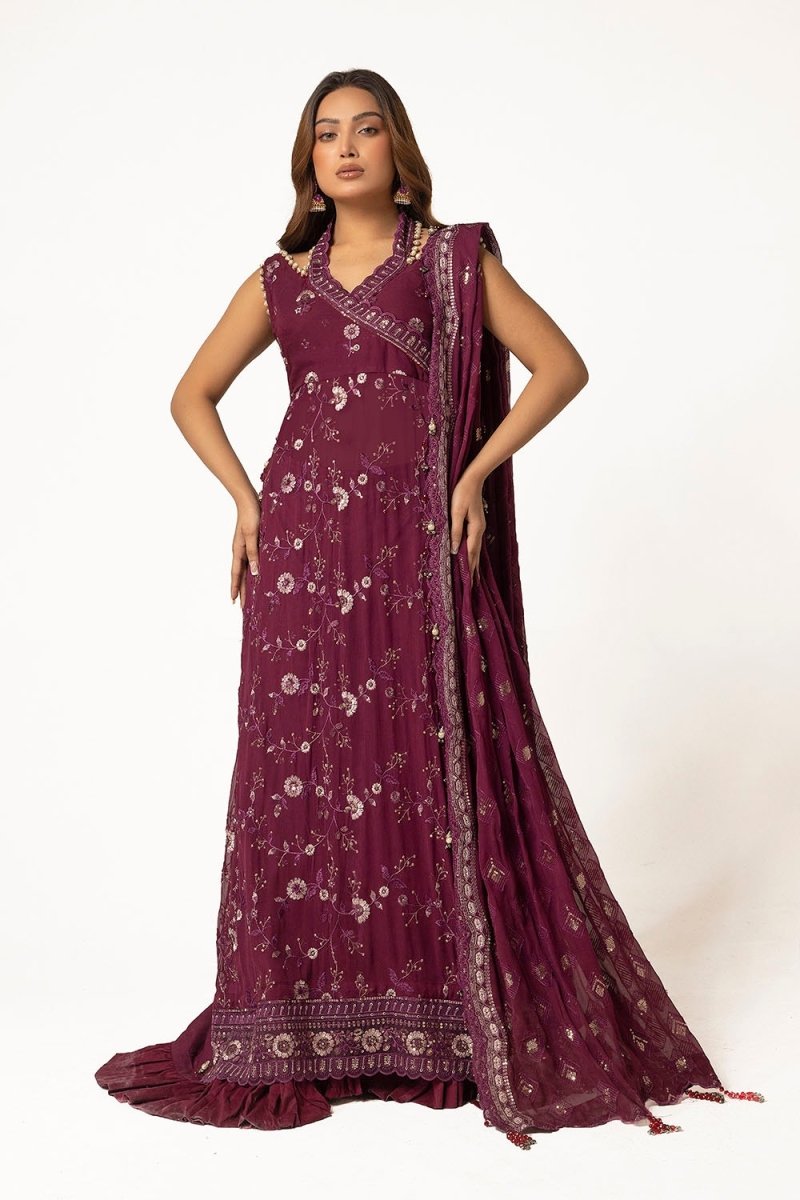 Gul Ahmed 3 Piece Unstitched Embroidered Chiffon Suit With Embroidered Chiffon Dupatta LE-52014