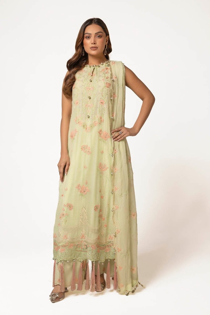 Gul Ahmed 3 Piece Unstitched Embroidered Chiffon Suit With Embroidered Chiffon Dupatta LE-52018