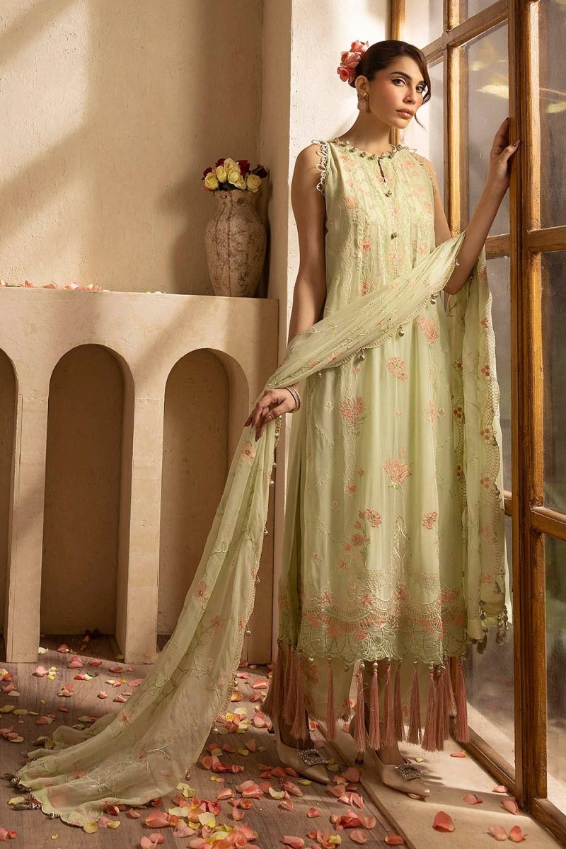 Gul Ahmed 3 Piece Unstitched Embroidered Chiffon Suit With Embroidered Chiffon Dupatta LE-52018