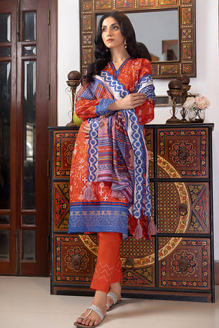 Lakhany 03 Piece Unstitched Printed Embroidered Lawn Suit - LG-AA-0011