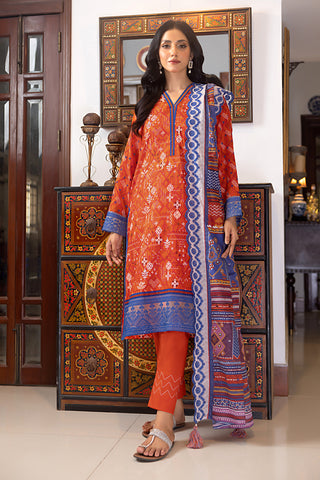 Lakhany 03 Piece Unstitched Printed Embroidered Lawn Suit - LG-AA-0011