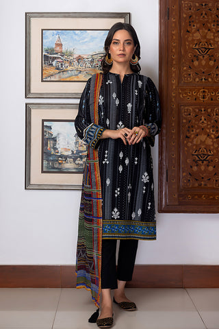 Lakhany 03 Piece Unstitched Printed Embroidered Lawn Suit - LG-AA-0032
