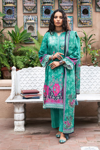 Lakhany 03 Piece Unstitched Dastan Printed Embroidered Khaddar Suit - LG-AR-0053