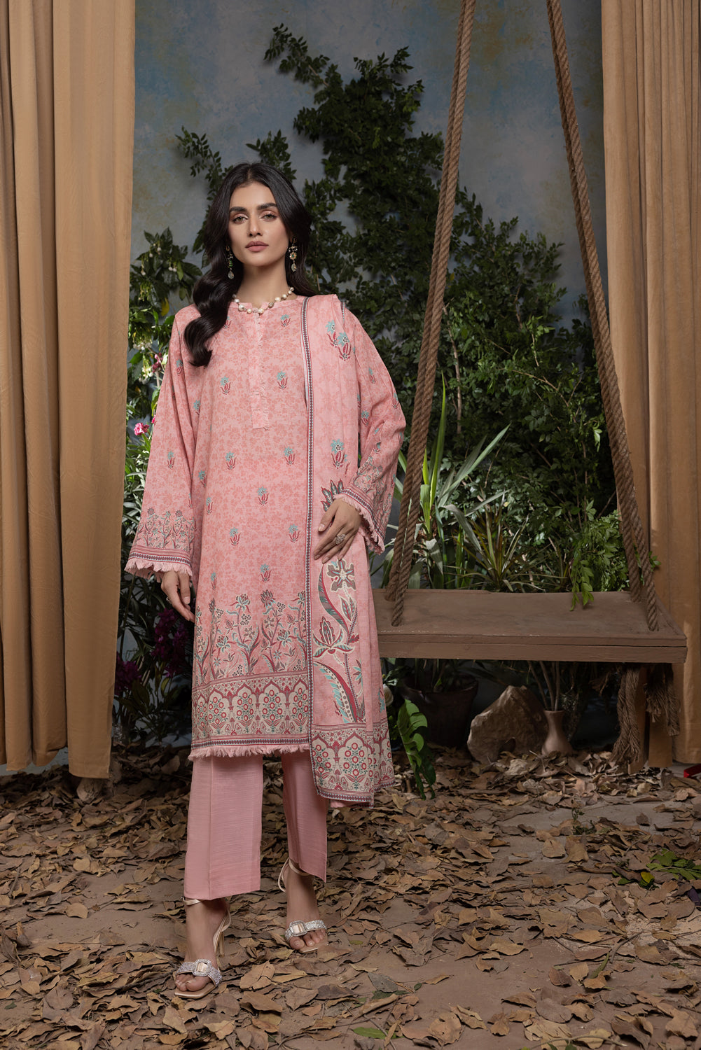 Lakhany 03 Piece Unstitched Digital Printed Textured Karandi Suit - LG-AR-0070