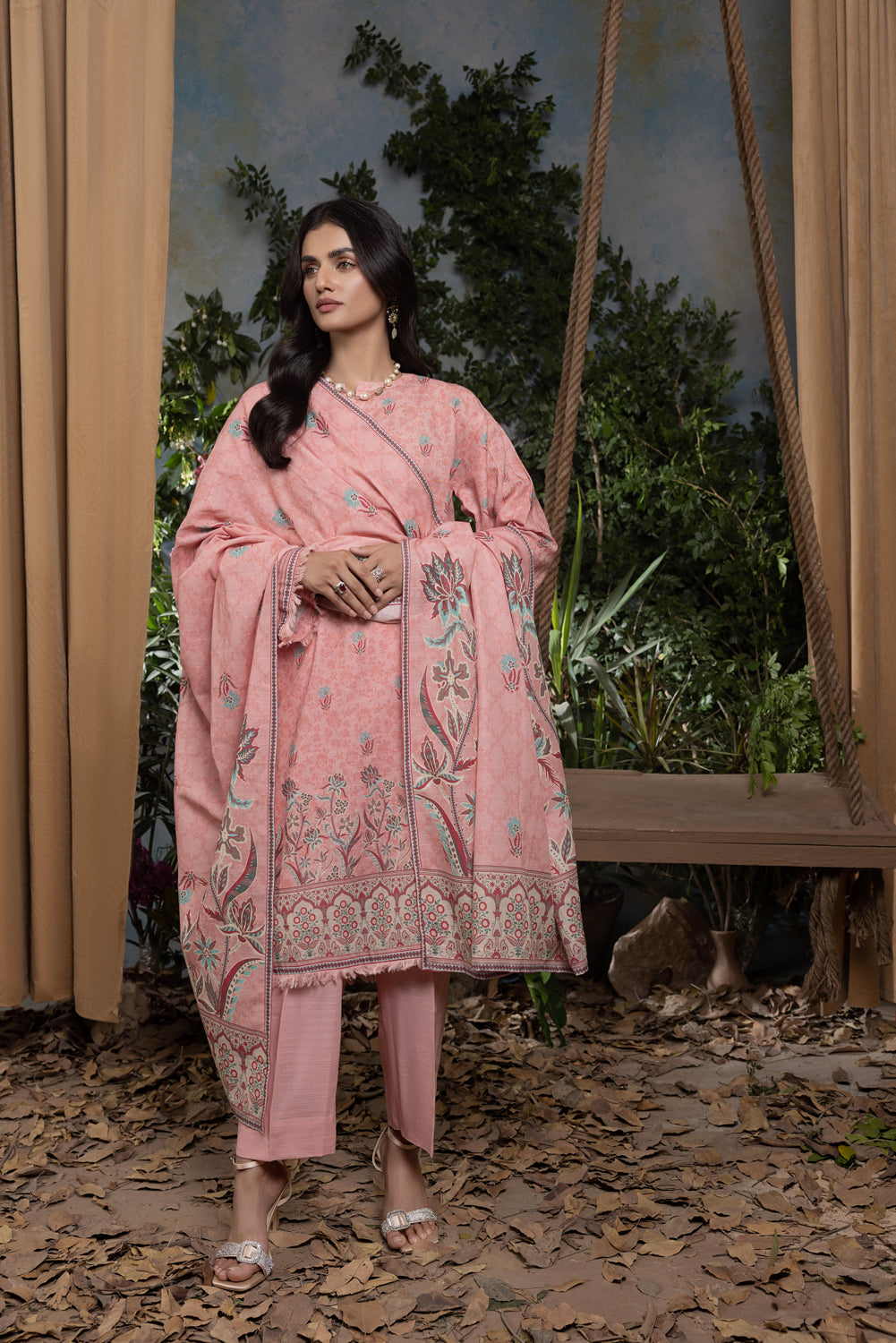 Lakhany 03 Piece Unstitched Digital Printed Textured Karandi Suit - LG-AR-0070