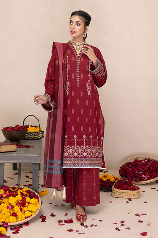 Lakhany 03 Piece Unstitched Printed Embroidered Lawn Suit - LG-EA-0436