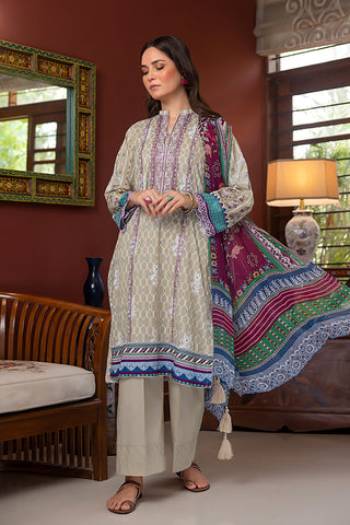 Lakhany 03 Piece Unstitched Printed Embroidered Lawn Suit - LG-EA-0445