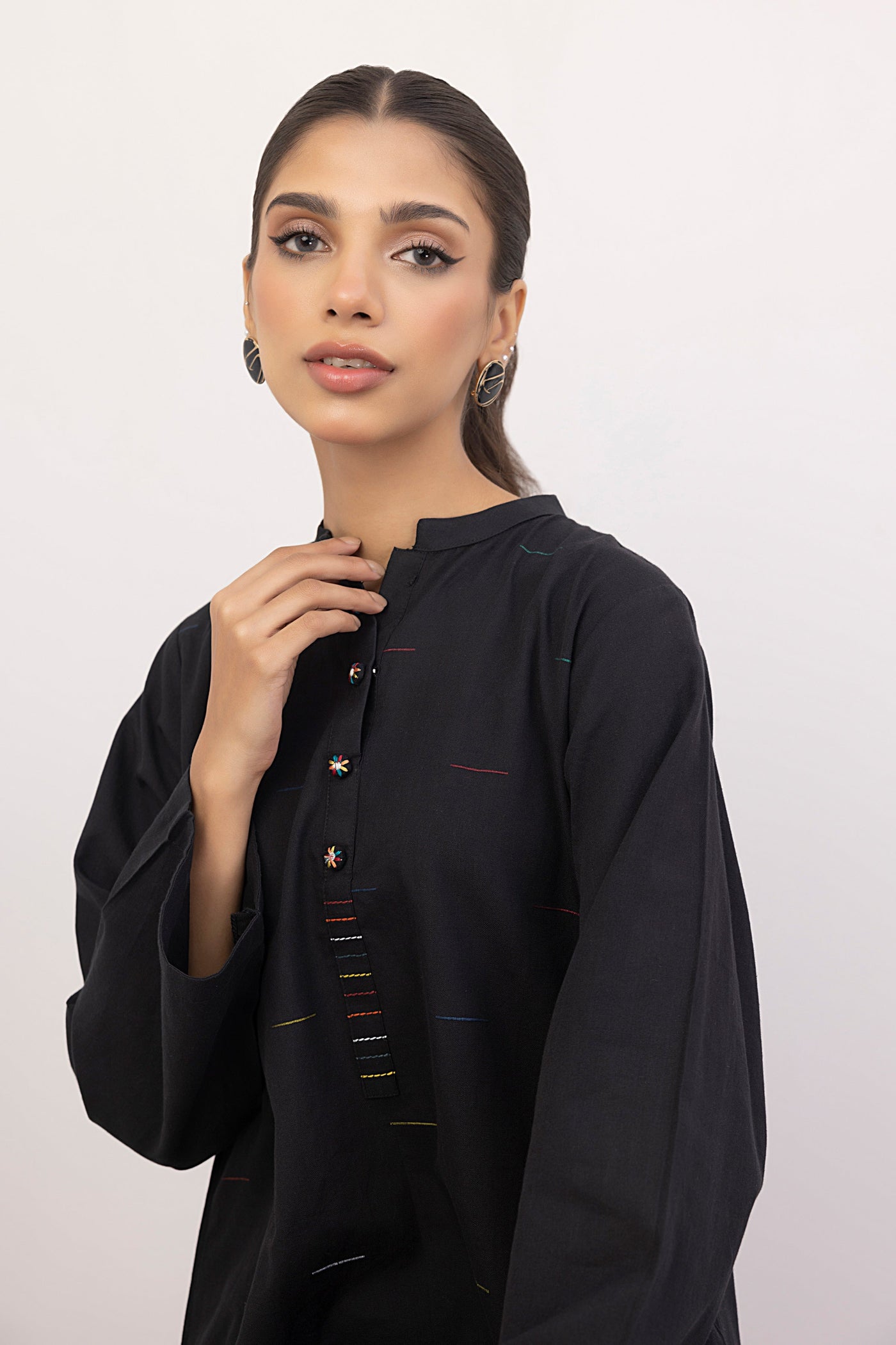 Lakhany 01 Piece Ready to Wear Yarn Dyed Cotton Embroidered Shirt - LG-IZ-0143
