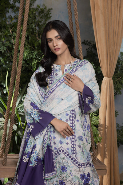 Lakhany 03 Piece Unstitched Digital Printed Textured Karandi Suit - LG-IZ-0231