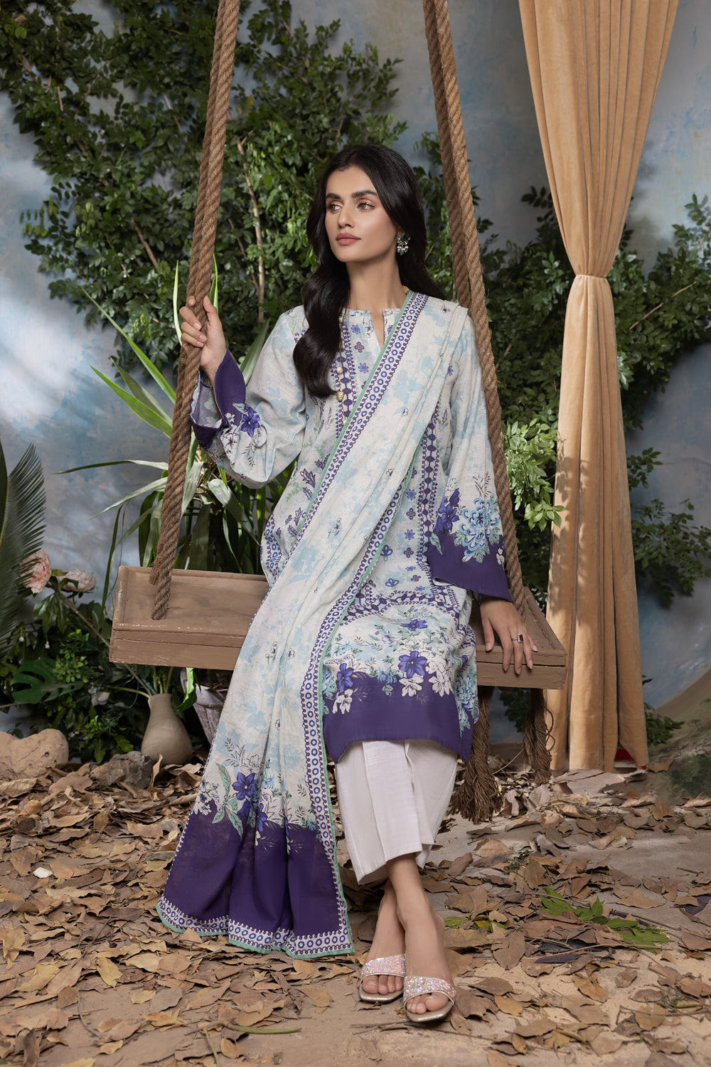 Lakhany 03 Piece Unstitched Digital Printed Textured Karandi Suit - LG-IZ-0231