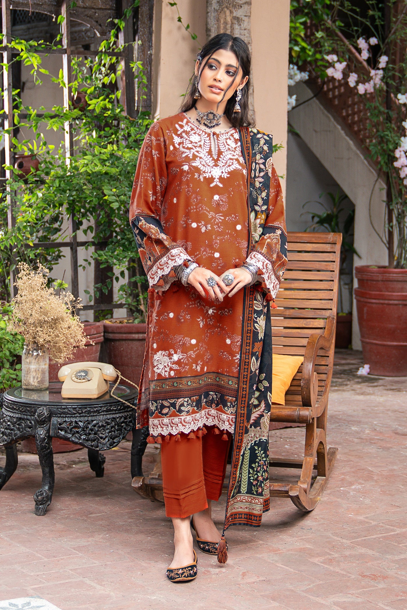 Lakhany 03 Piece Unstitched Dastan Printed Embroidered Khaddar Suit - LG-MB-0025