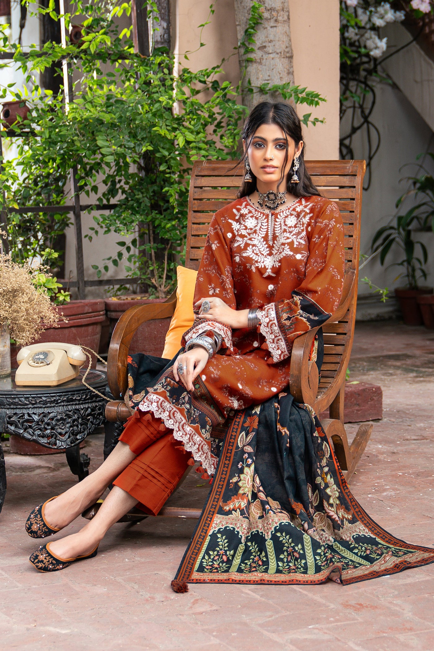 Lakhany 03 Piece Unstitched Dastan Printed Embroidered Khaddar Suit - LG-MB-0025