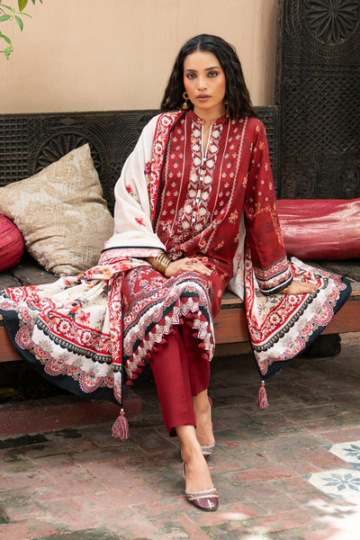 Lakhany 03 Piece Unstitched Dastan Printed Embroidered Khaddar Suit - LG-RL-0092