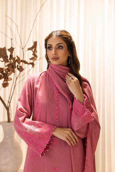 Lakhany 03 Piece Unstitched Embroidered Slub Peach Suit - LG-RL-0122