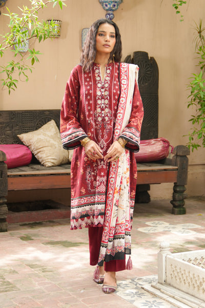 Lakhany 03 Piece Stitched Dastan Embroidered Khaddar Suit - LG-RL-0158