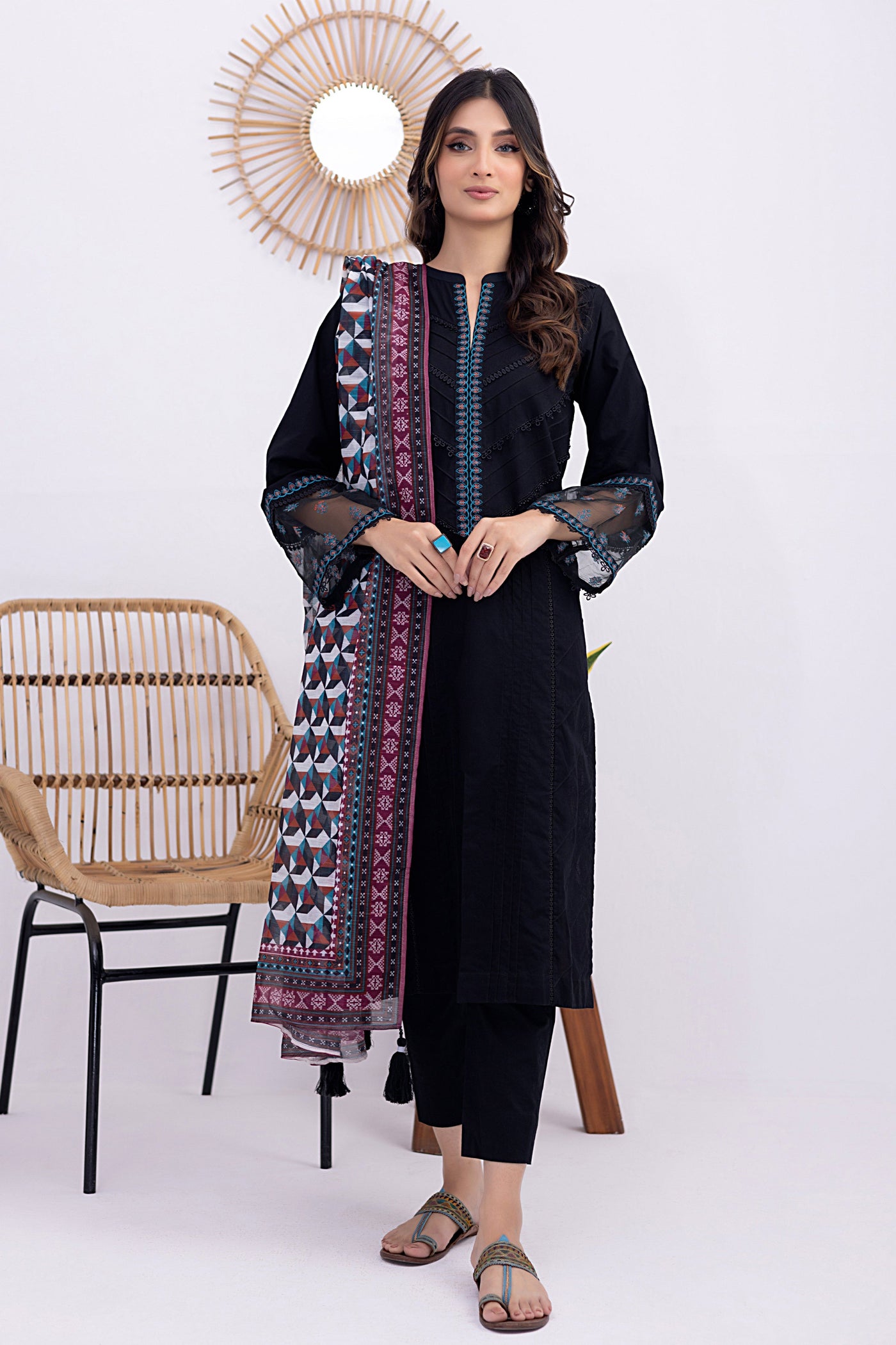 Lakhany 03 Piece Ready to Wear Dyed Embroidered Suit - LG-SK-0040