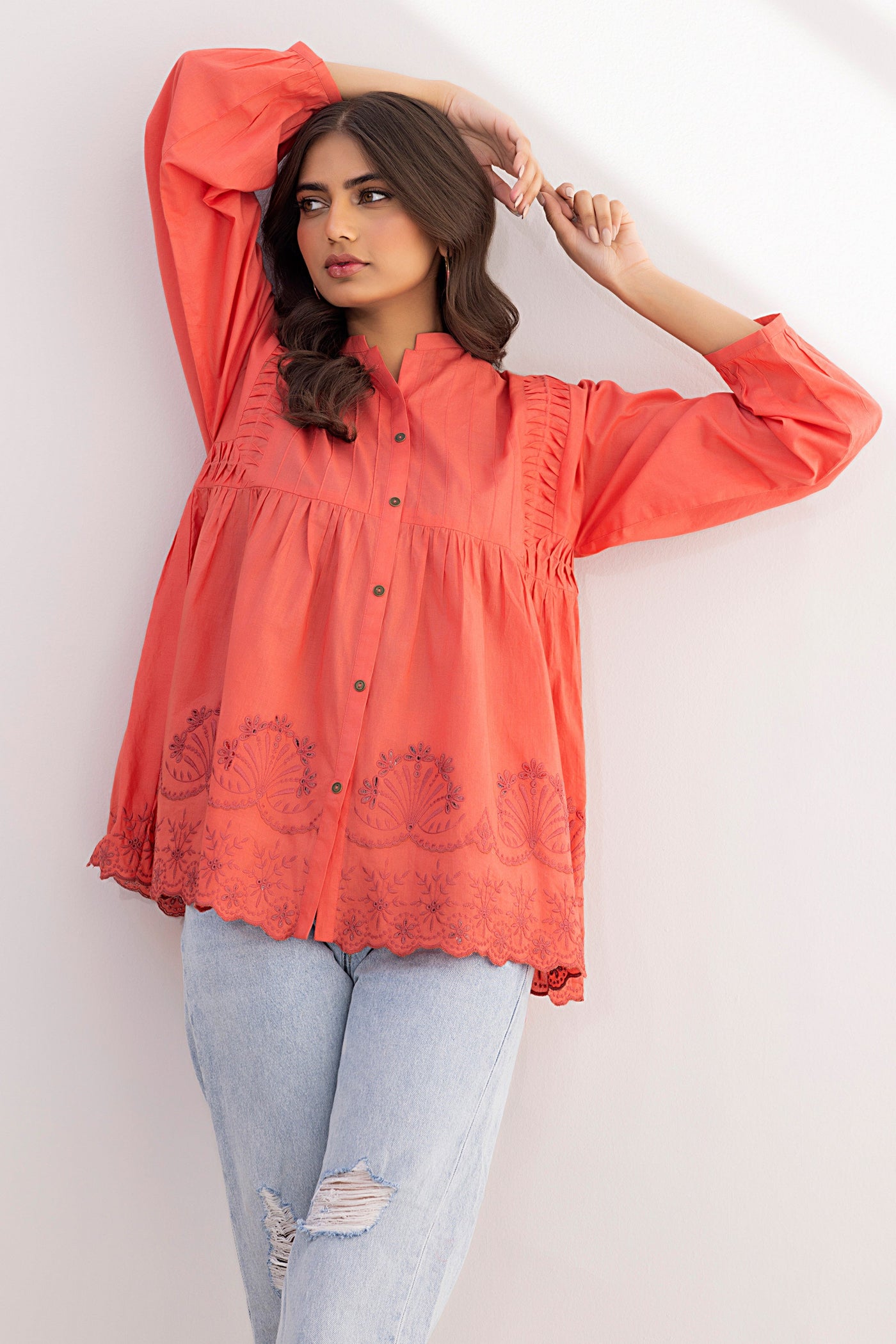 Lakhany 01 Piece Ready to Wear Dyed Embroidered Shirt - LG-SK-0162