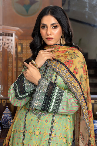 Lakhany 03 Piece Unstitched Printed Embroidered Lawn Suit - LG-SR-0115