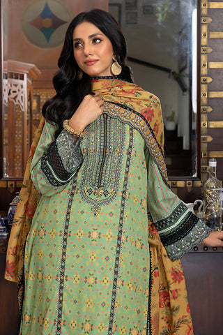 Lakhany 03 Piece Unstitched Printed Embroidered Lawn Suit - LG-SR-0115