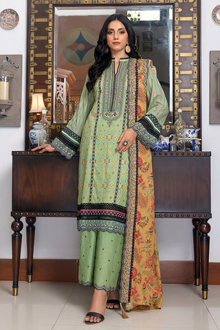 Lakhany 03 Piece Unstitched Printed Embroidered Lawn Suit - LG-SR-0115