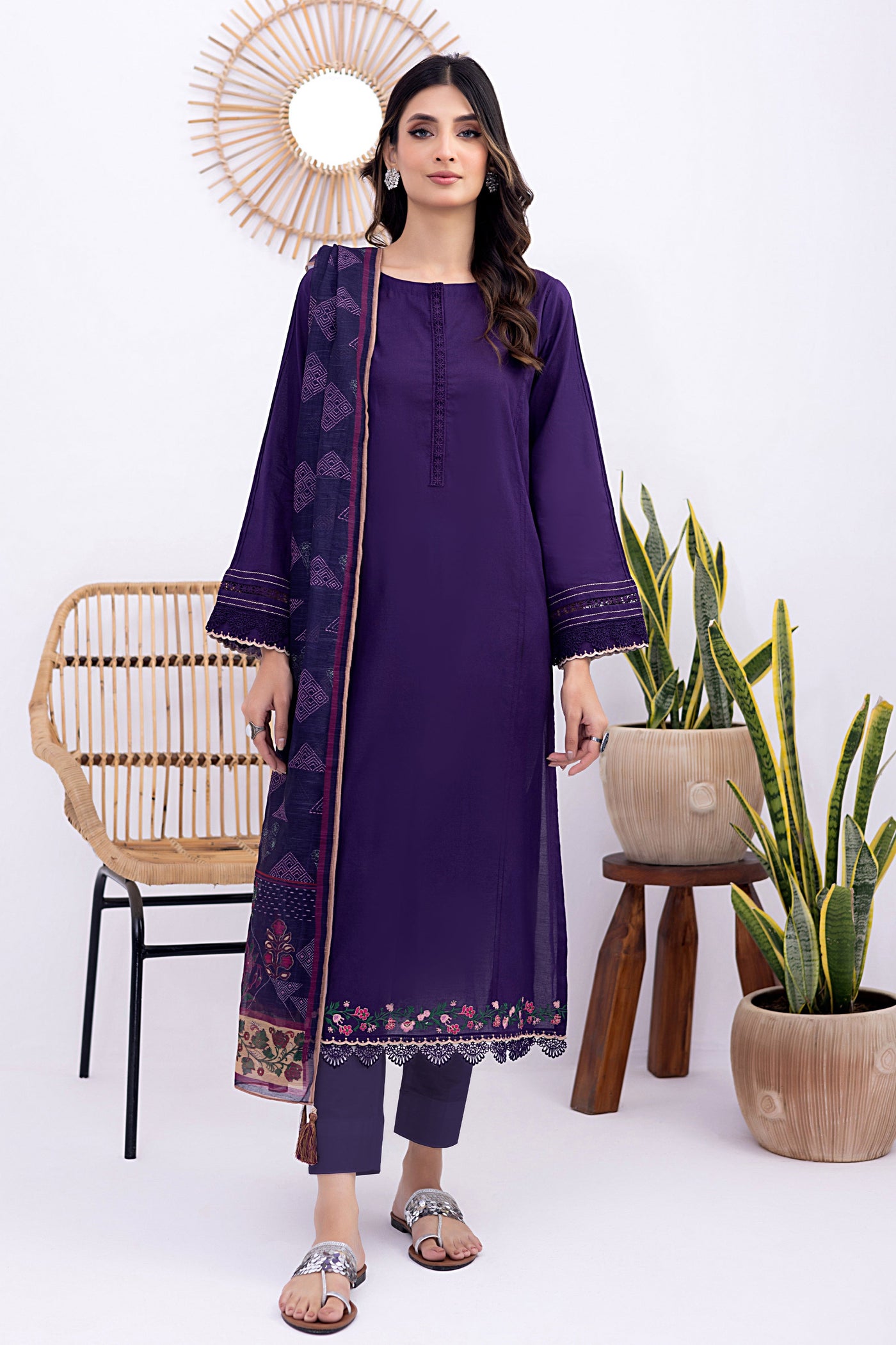 Lakhany 03 Piece Ready to Wear Dyed Embroidered Suit - LG-SS-0400
