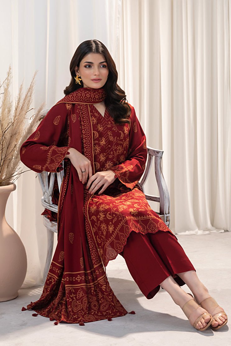 Lakhany 03 Piece Unstitched Cashmi Vool Printed Suit - LG-UB-0095-A