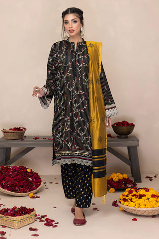 Lakhany 03 Piece Unstitched Printed Embroidered Lawn Suit - LG-ZH-0038
