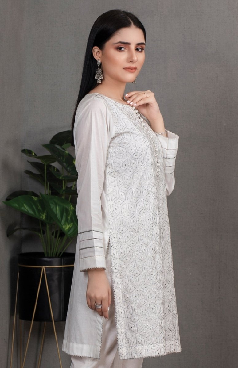 Lakhani Classic White Pret 01 Piece Stitched Embroidered Shirt LSM-2096