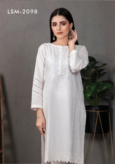 Lakhani Classic White Pret 01 Piece Stitched Embroidered Shirt LSM-2098