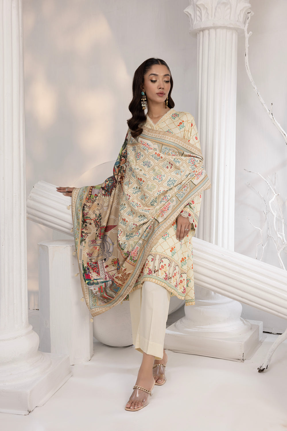 Lakhany 03 Piece Stitched Printed Cottel with Printed Jacquard Suit - LSM-3822