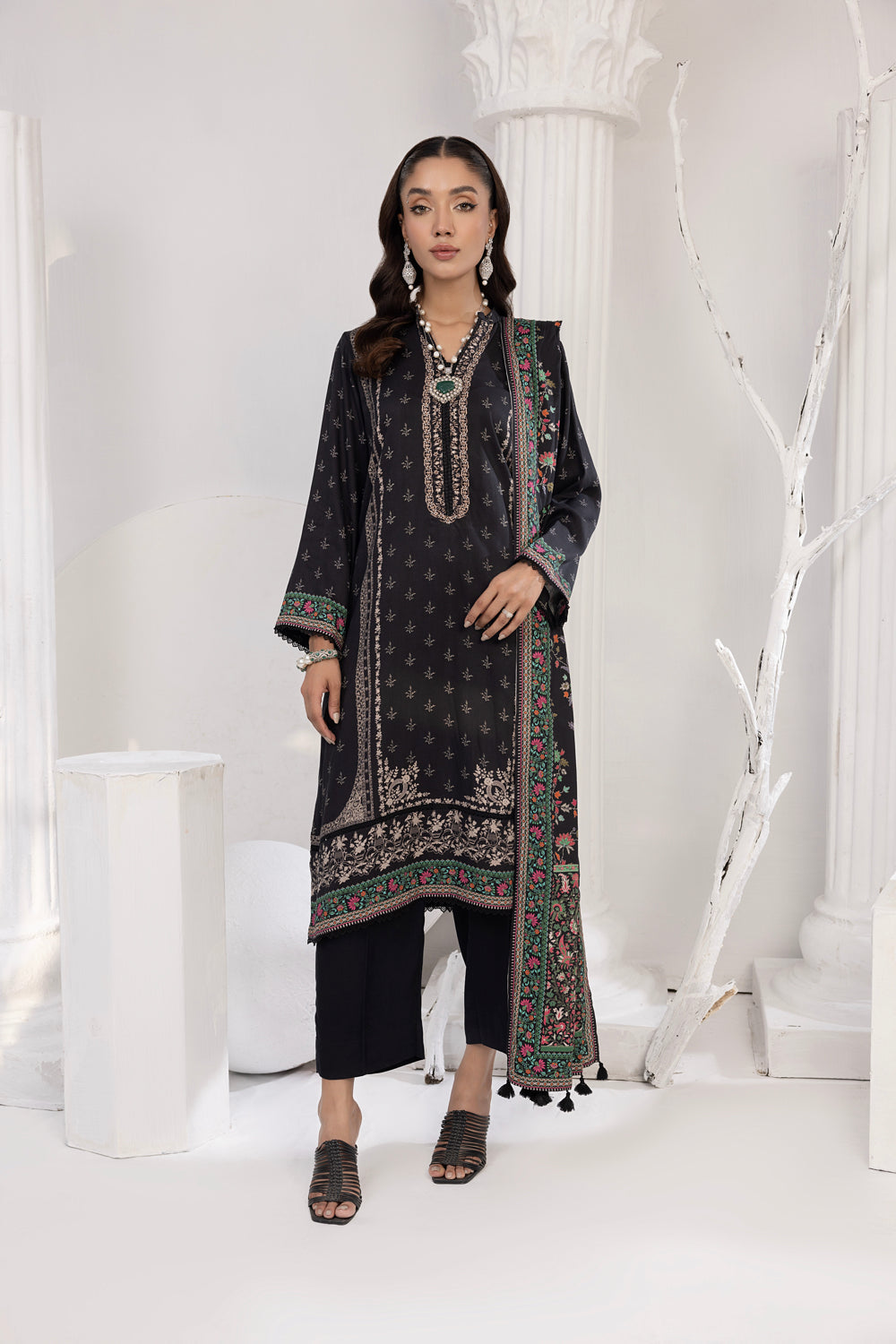 Lakhany 03 Piece Stitched Printed Cottel with Printed Jacquard Suit - LSM-3823