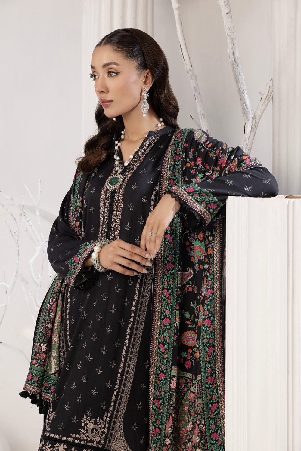 Lakhany 03 Piece Stitched Printed Cottel with Printed Jacquard Suit - LSM-3823