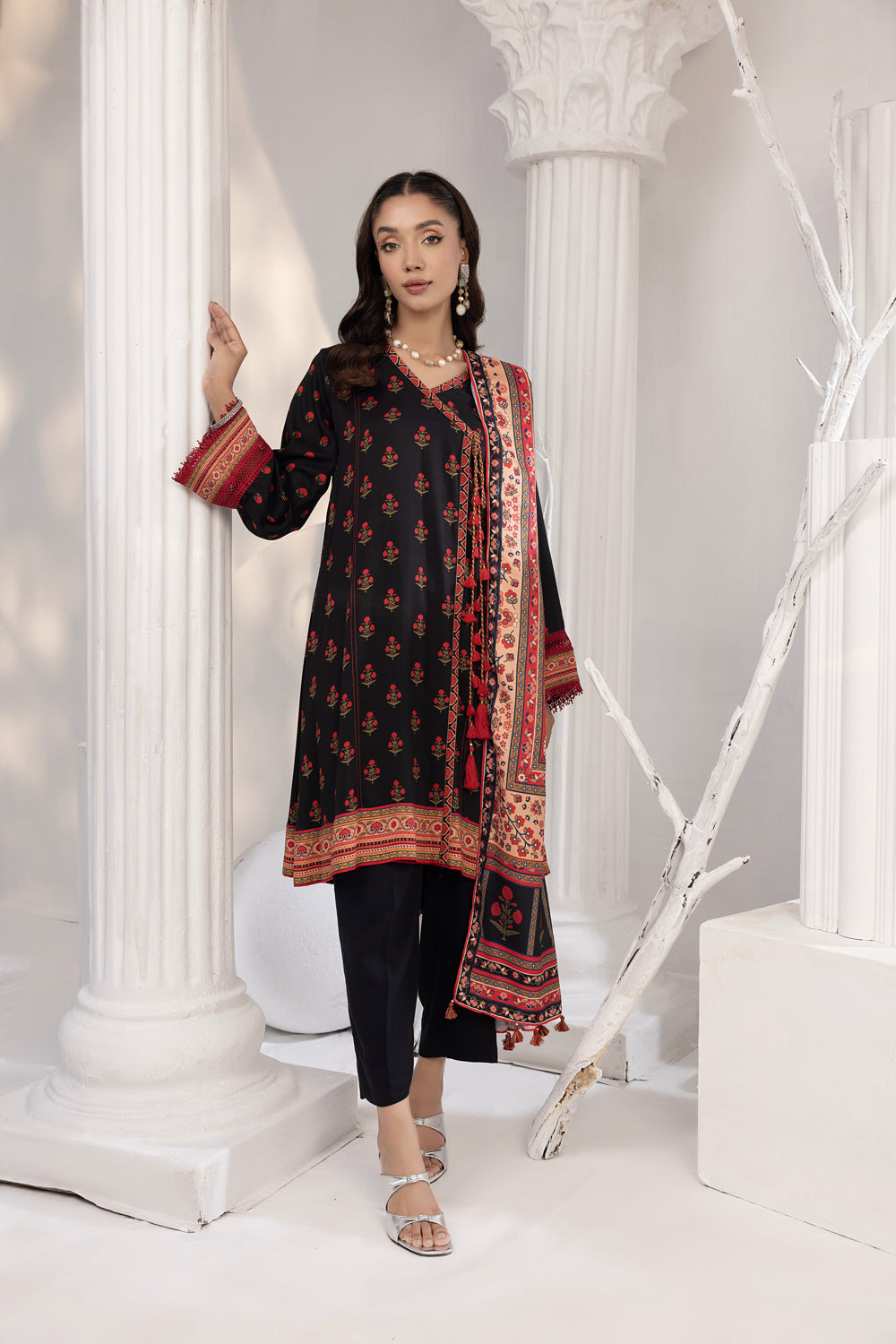 Lakhany 03 Piece Stitched Printed Cottel with Printed Jacquard Suit - LSM-3825