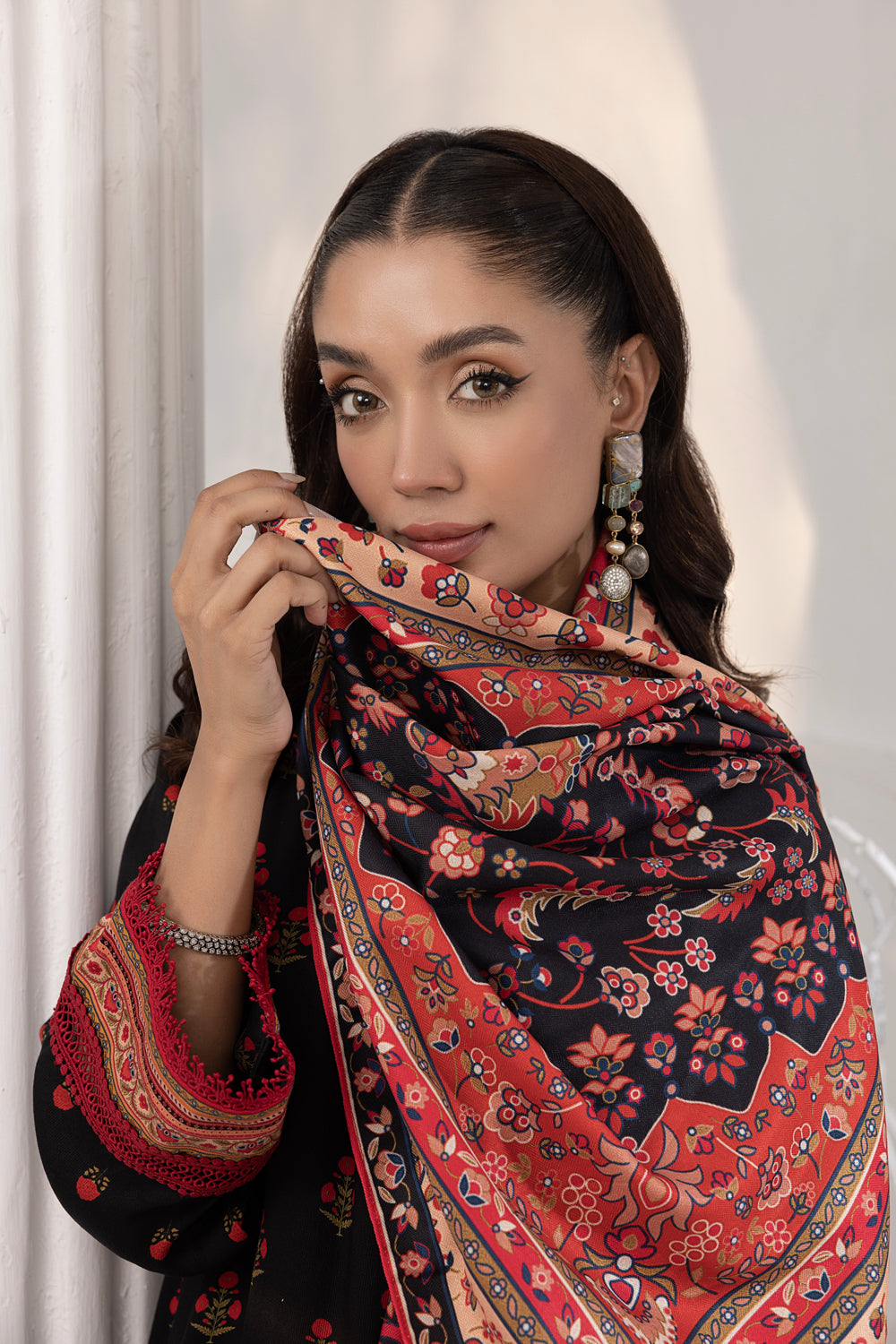 Lakhany 03 Piece Stitched Printed Cottel with Printed Jacquard Suit - LSM-3825