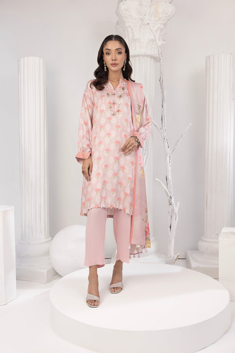 Lakhany 03 Piece Stitched Printed Cottel with Printed Jacquard Suit - LSM-3826