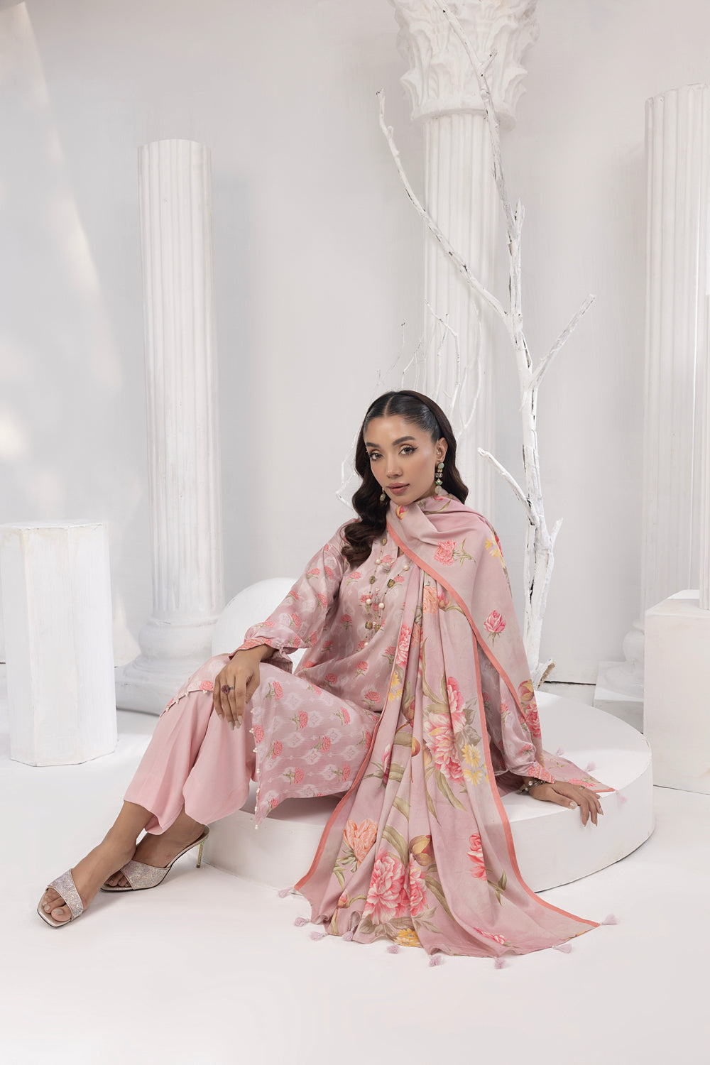 Lakhany 03 Piece Stitched Printed Cottel with Printed Jacquard Suit - LSM-3826