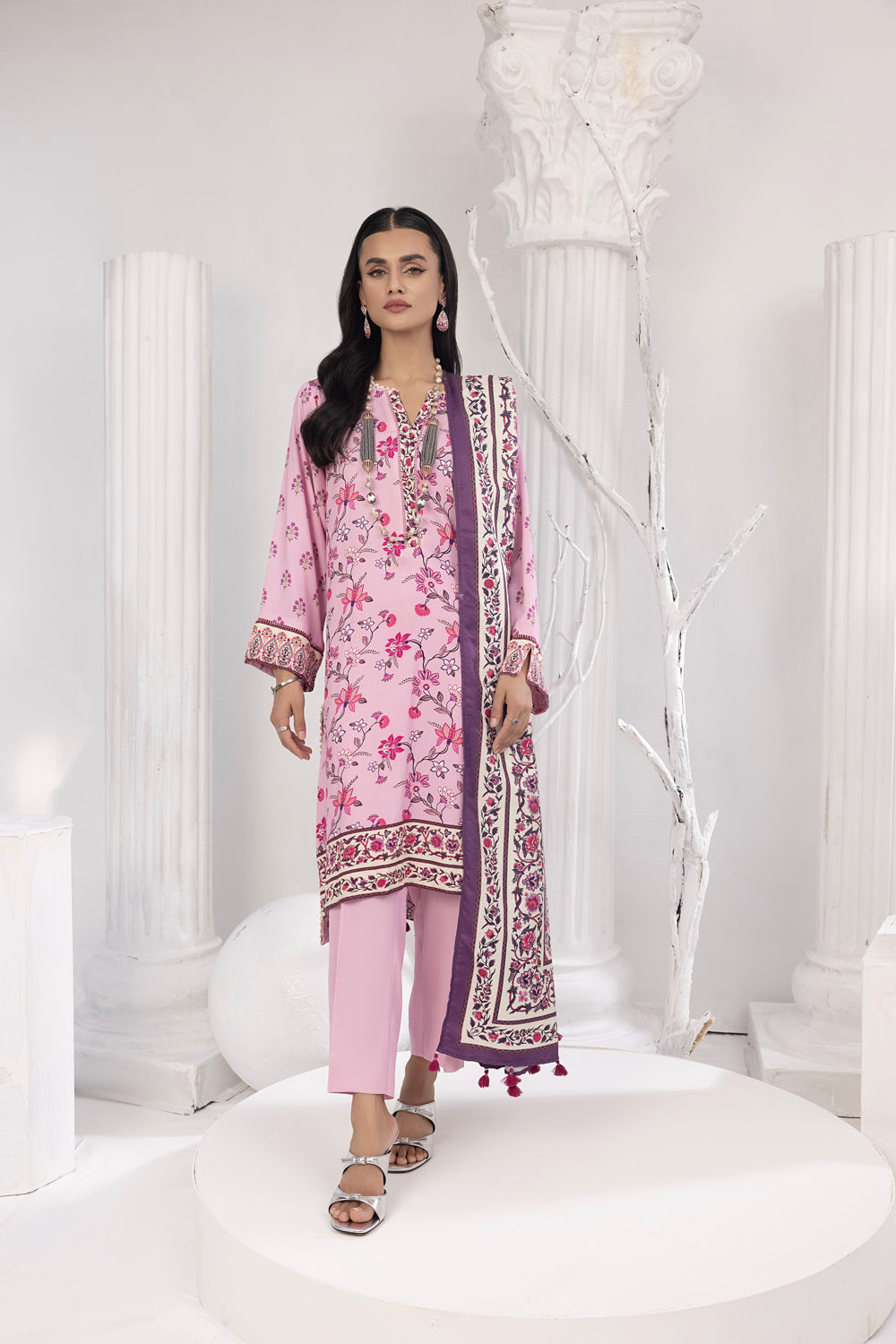 Lakhany 03 Piece Stitched Printed Cottel with Printed Jacquard Suit - LSM-3828