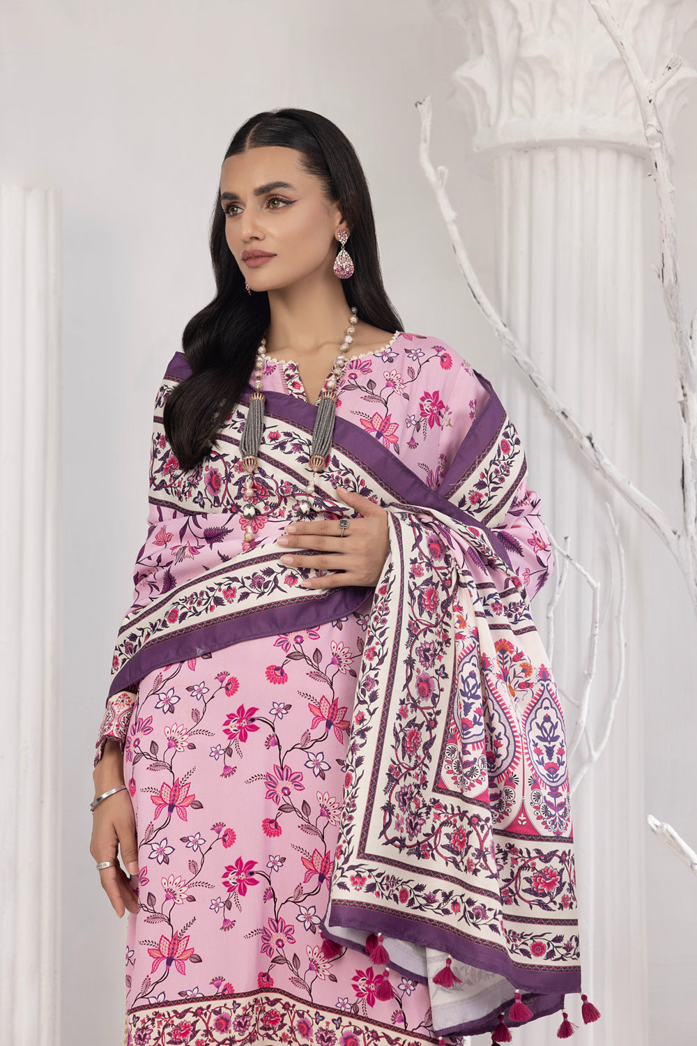 Lakhany 03 Piece Stitched Printed Cottel with Printed Jacquard Suit - LSM-3828