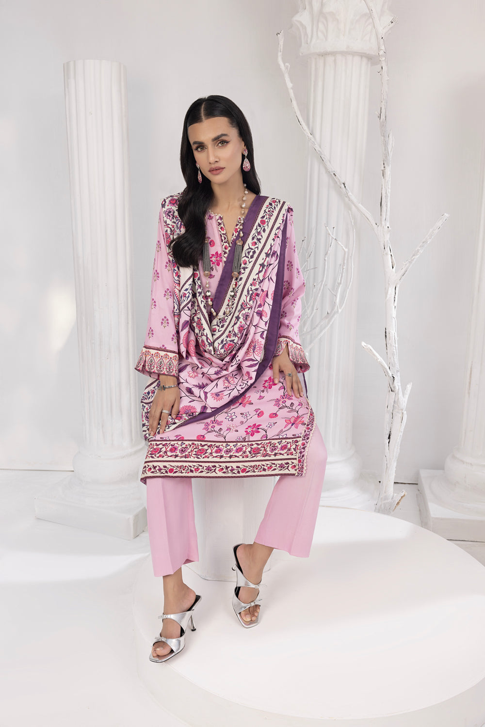 Lakhany 03 Piece Stitched Printed Cottel with Printed Jacquard Suit - LSM-3828