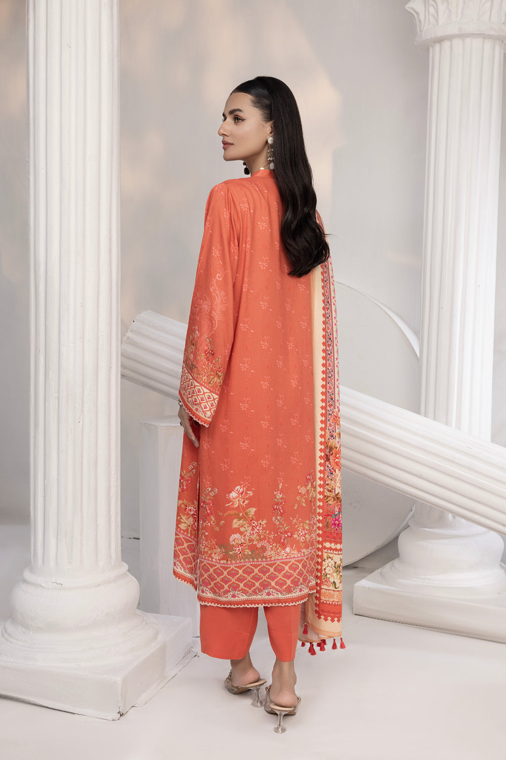 Lakhany 03 Piece Stitched Printed Cottel with Printed Jacquard Suit - LSM-3831