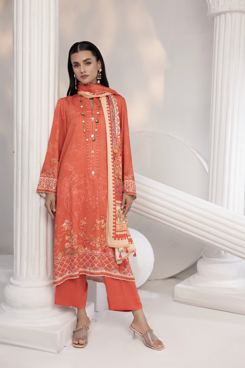 Lakhany 03 Piece Stitched Printed Cottel with Printed Jacquard Suit - LSM-3831