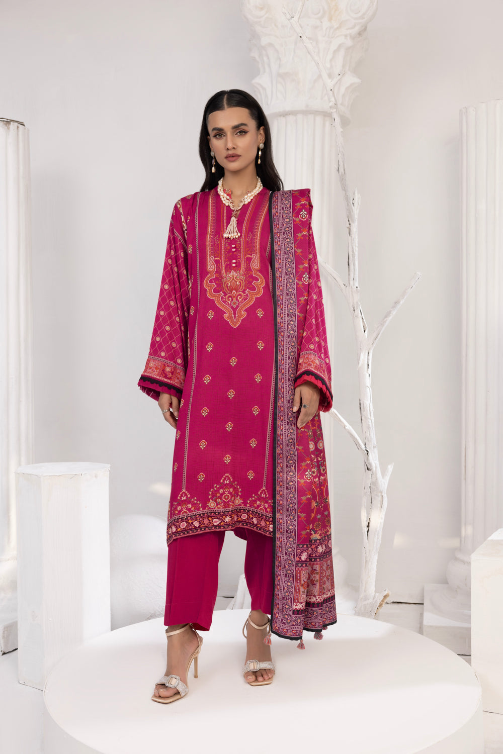 Lakhany 03 Piece Stitched Printed Cottel with Printed Jacquard Suit - LSM-3832