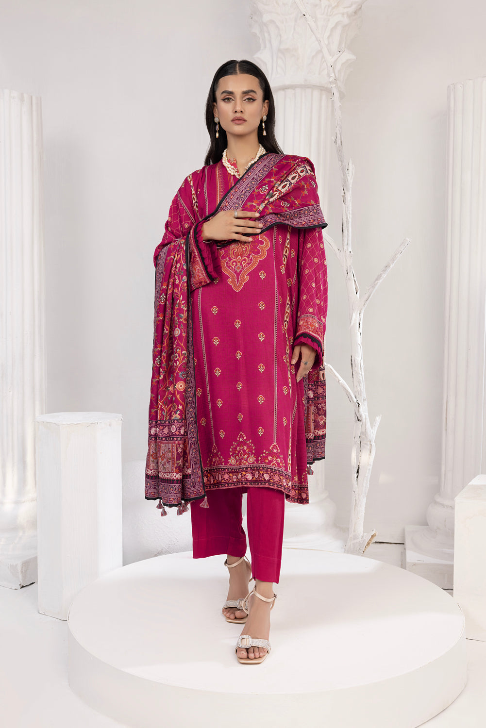 Lakhany 03 Piece Stitched Printed Cottel with Printed Jacquard Suit - LSM-3832