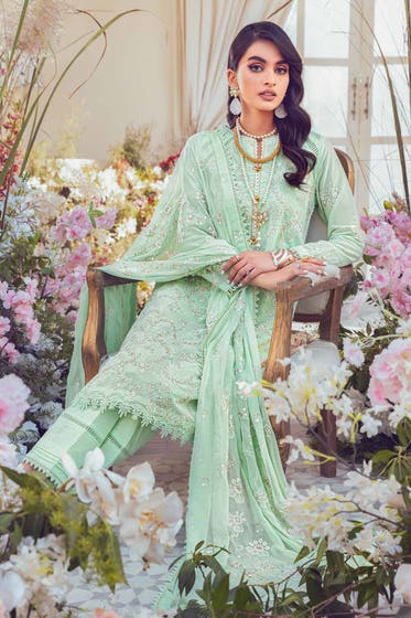 Gul Ahmed 3PC Embroidered Swiss Voile Unstitched Suit With Embroidered Chiffon Dupatta LSV-32015