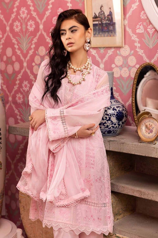 Gul Ahmed 3PC Embroidered Swiss Voile Unstitched Suit with Embroidered Chiffon Dupatta and Inner - LSV-42003