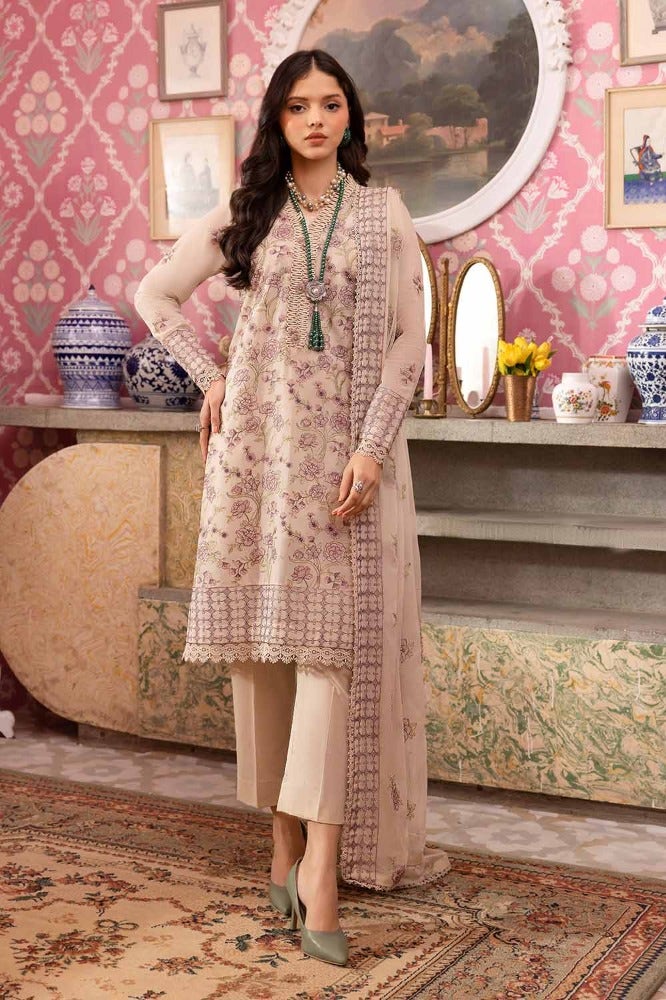 Gul Ahmed 3PC Embroidered Swiss Voile Unstitched Suit with Embroidered Chiffon Dupatta and Inner - LSV-42005