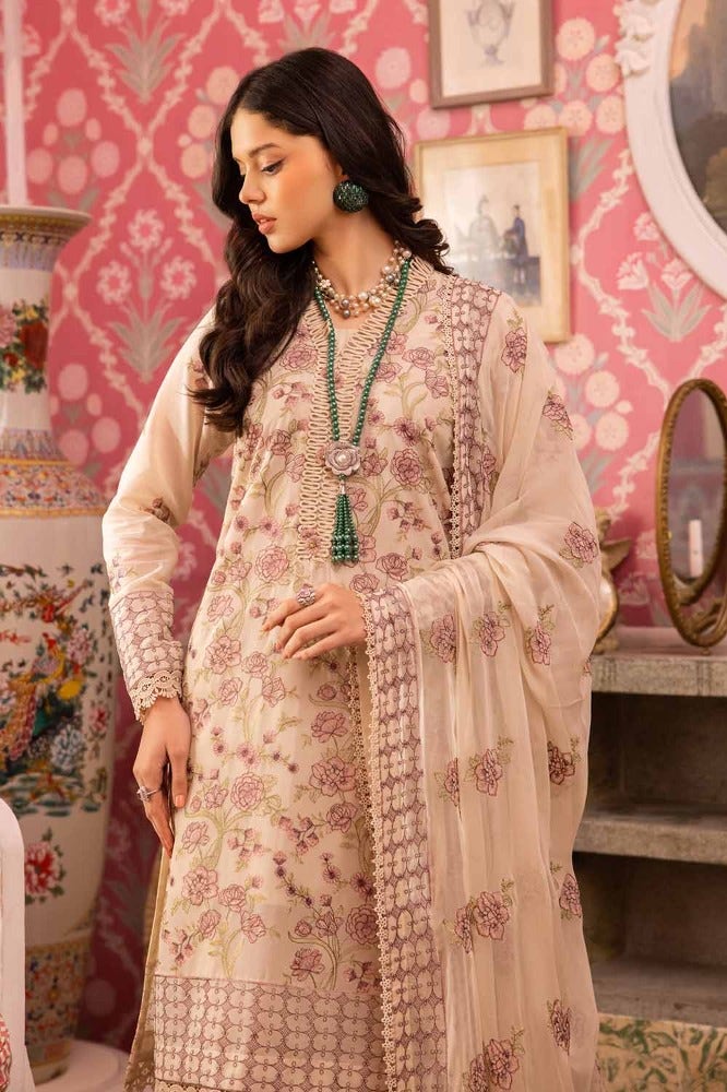 Gul Ahmed 3PC Embroidered Swiss Voile Unstitched Suit with Embroidered Chiffon Dupatta and Inner - LSV-42005