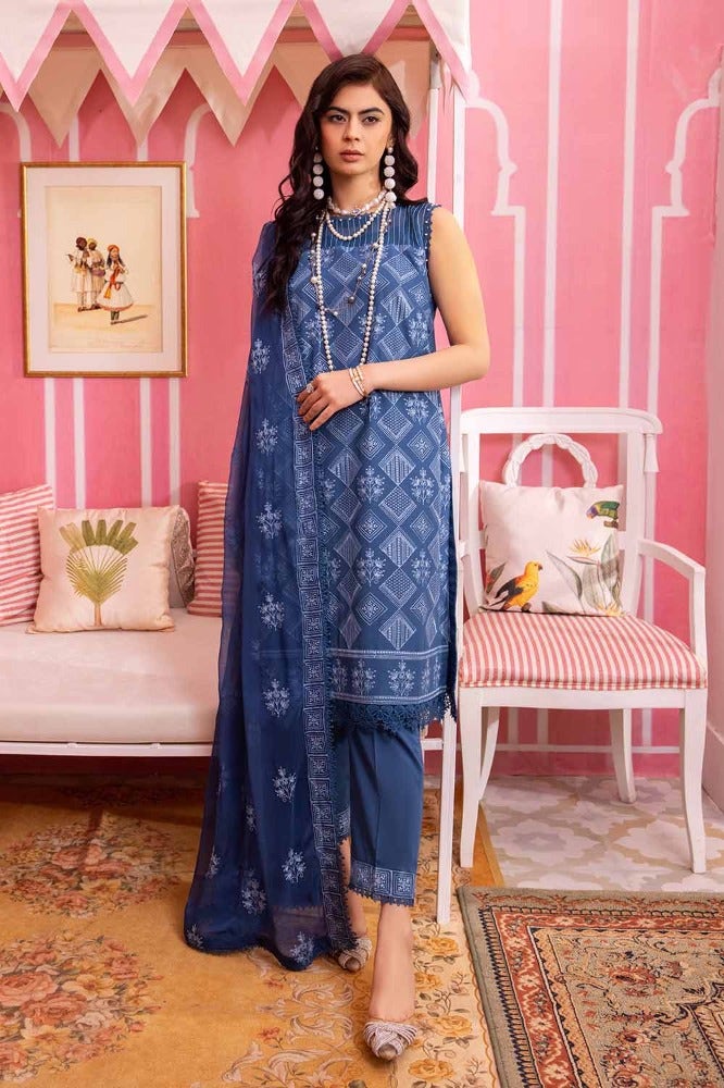 Gul Ahmed 3PC Embroidered Swiss Voile Unstitched Suit with Embroidered Chiffon Dupatta and Inner - LSV-42006