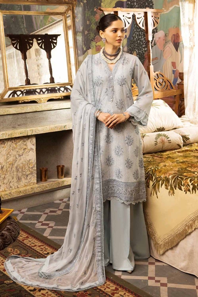 Gul Ahmed 3PC Embroidered Swiss Voile Unstitched Suit with Embroidered Chiffon Dupatta and Inner - LSV-42007